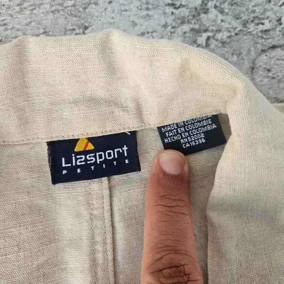 Liz Sport Petite Women Blazer Coat Jacket Linen Blend Size M Petite - Picture 10 of 12